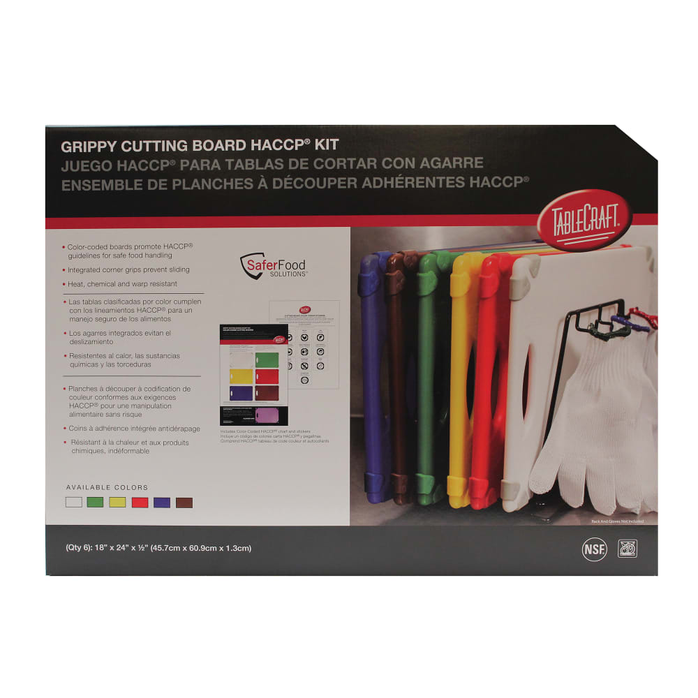Tablecraft CBG1824APK6 Cutting Board Set w/ (6) Boards - 18" x 24", Assorted Colors