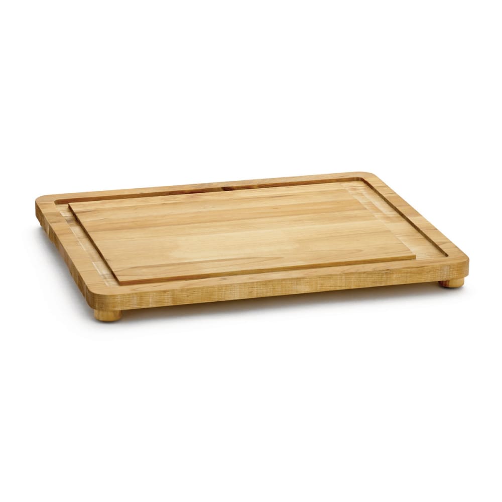 Tablecraft CBW20161L Wood Cutting Board w/ Wooden Legs & Grooved Edge, 16" x 20", Birchwood