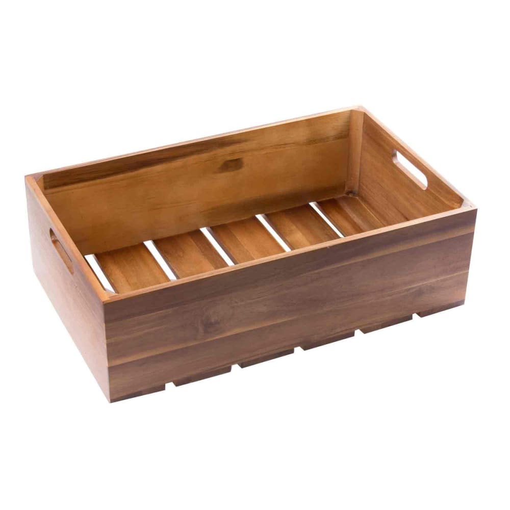Tablecraft CRATE116 Rectangular Serving/Display Crate - 20 3/4" x 12 3/4" x 6 1/4", Wood, Acacia