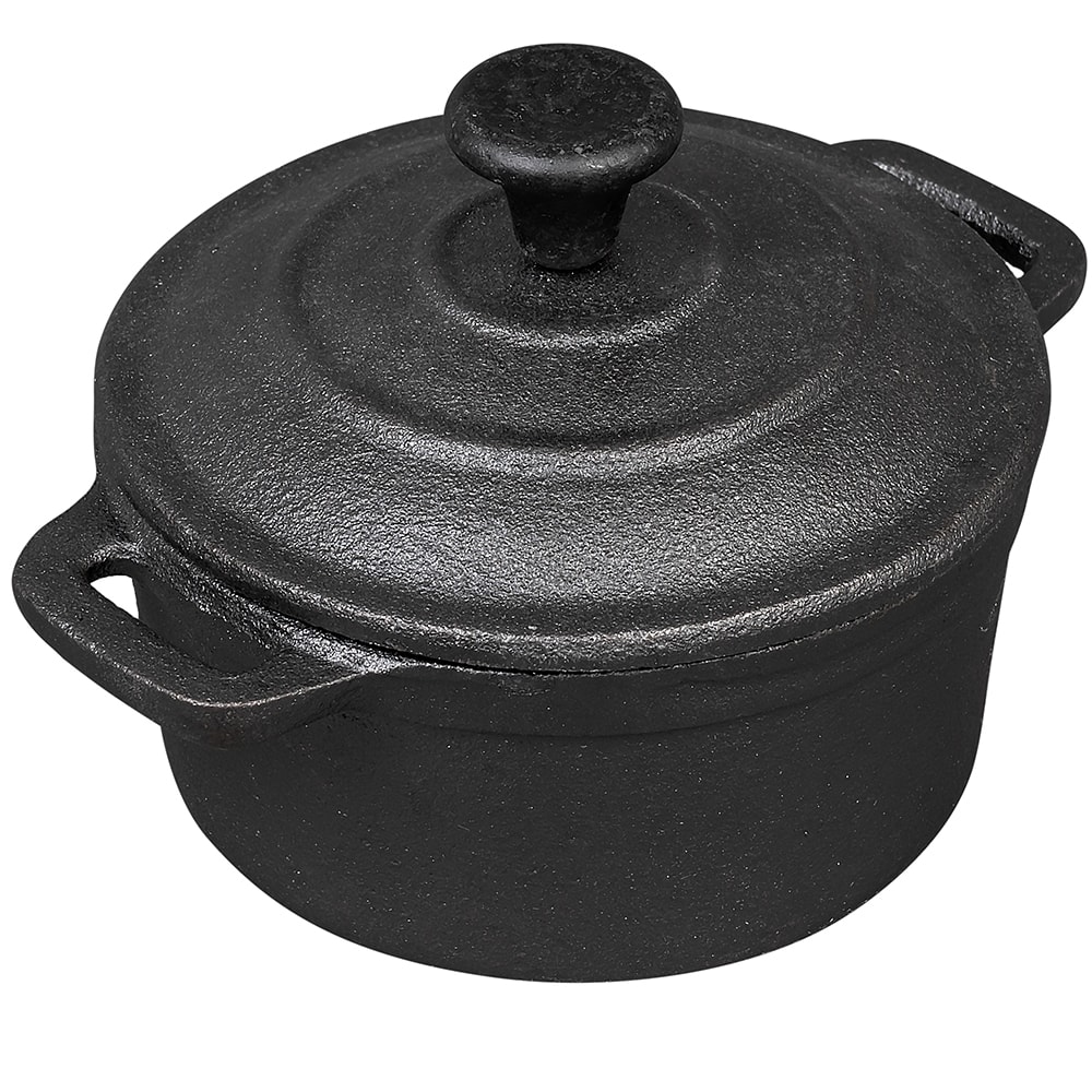 Tablecraft CW30110 8 oz Round Casserole Dish - Cast Iron, Black