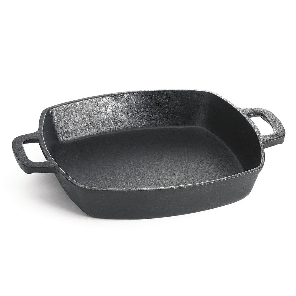 Tablecraft CW30114 9 7/8" Square Seasoned Cast Iron Skillet w/ Handles