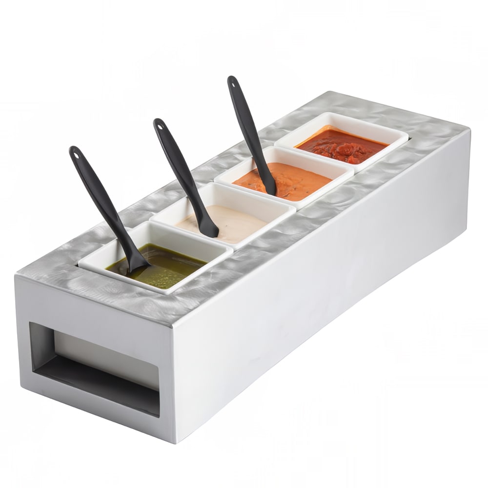 Tablecraft CW40212RSA Half Long Cooling Station w/ (1) CW60103, Rectangular, Random Swirl Finish