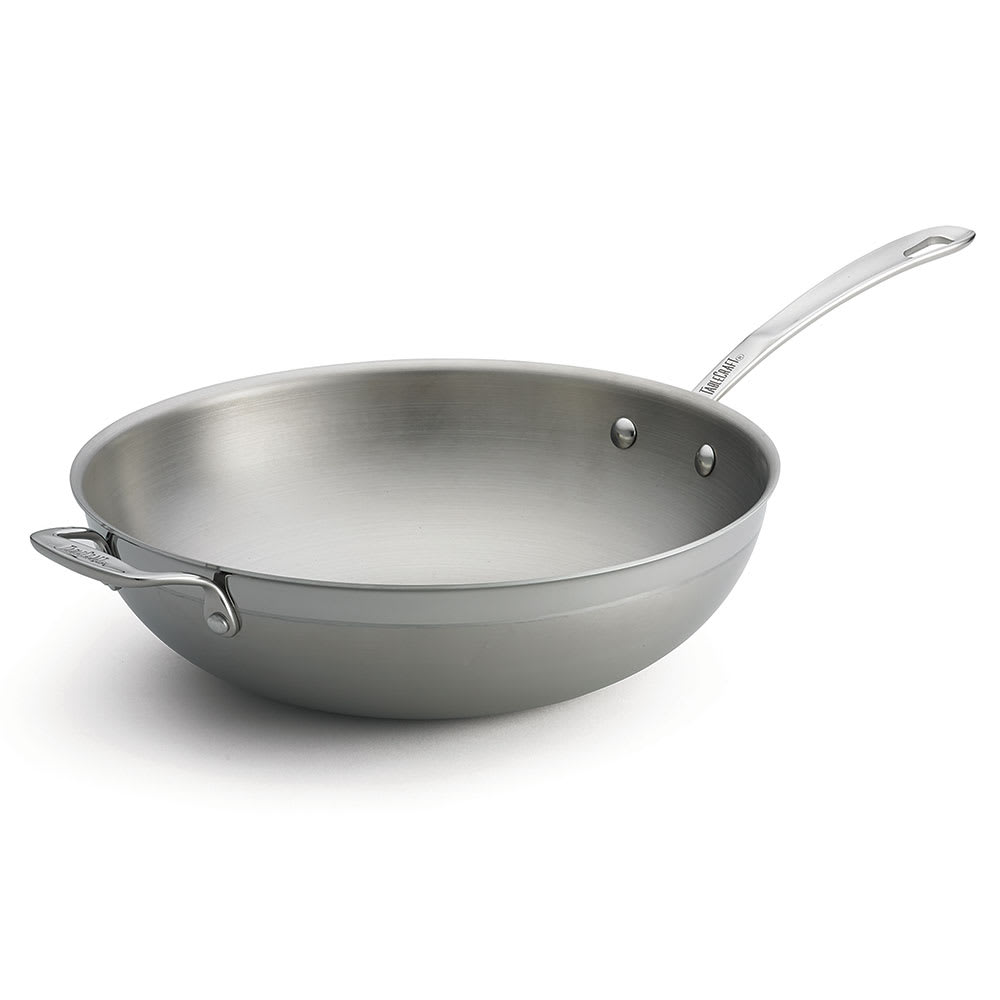 Tablecraft CW7014 11 3/4" Stainless/Aluminum Stir Fry Pan - Induction Ready