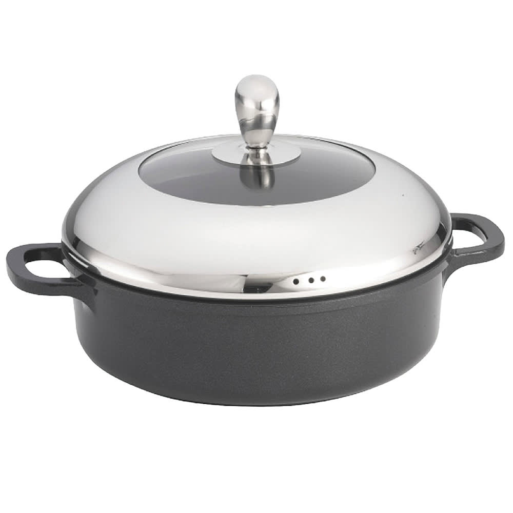 Tablecraft CWDC1050 3 qt Round Casserole Dish - Cast Aluminum, Black