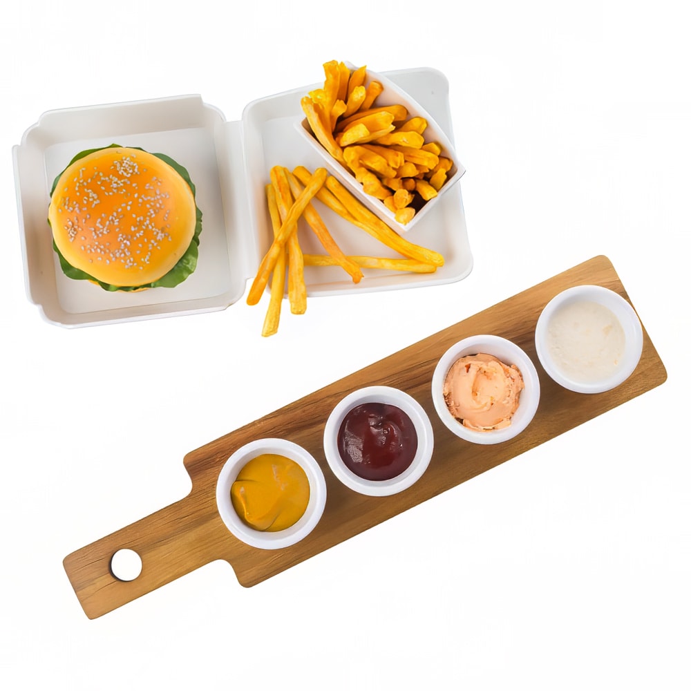 Tablecraft FLIGHT1 Wood Flight Paddle - 17" x 4" x 5/8", Holds (4) Glasses (Not Included), Reversible, Bamboo