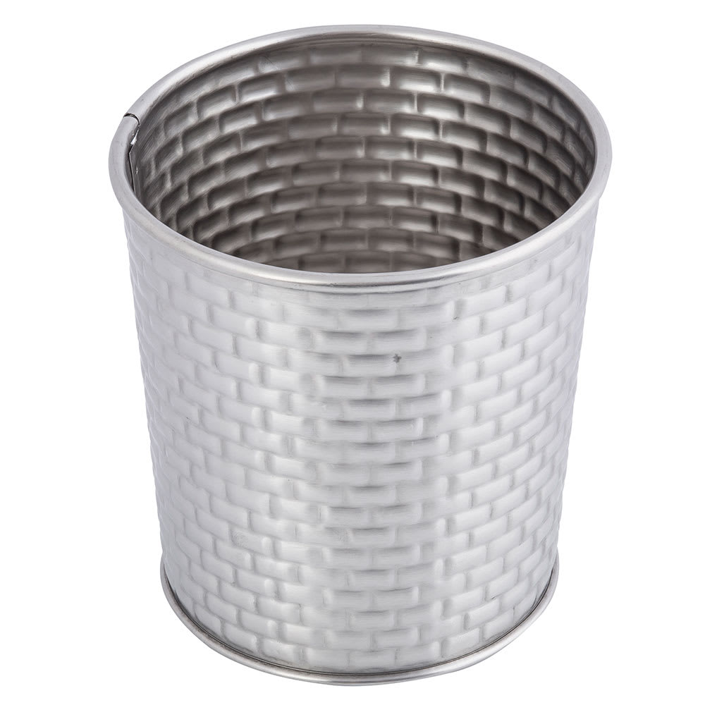 Tablecraft GTSS31 13 oz Round Brickhouse Collection Fry Cup - 3 1/2" x 3 1/2", Stainless
