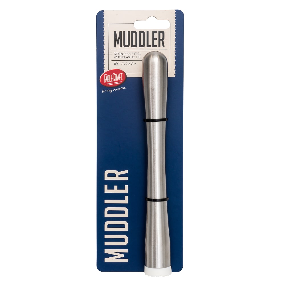 Tablecraft H4258 8 3/4" Muddler, Stainless w/ White Plastic Tip