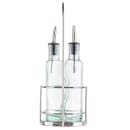 Tablecraft H918N 8 1/2 oz Cruet Set w/ Chrome Rack - Glass, Green Tint thumbnail 3