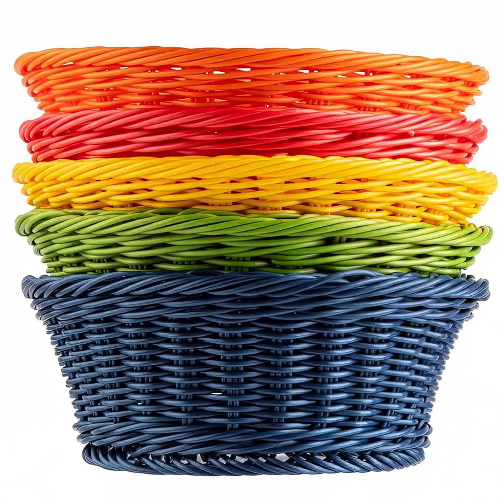 Tablecraft HM1175A Round Basket, 8 1/4 x 3 1/4", Assorted Color Polypropylene Cord