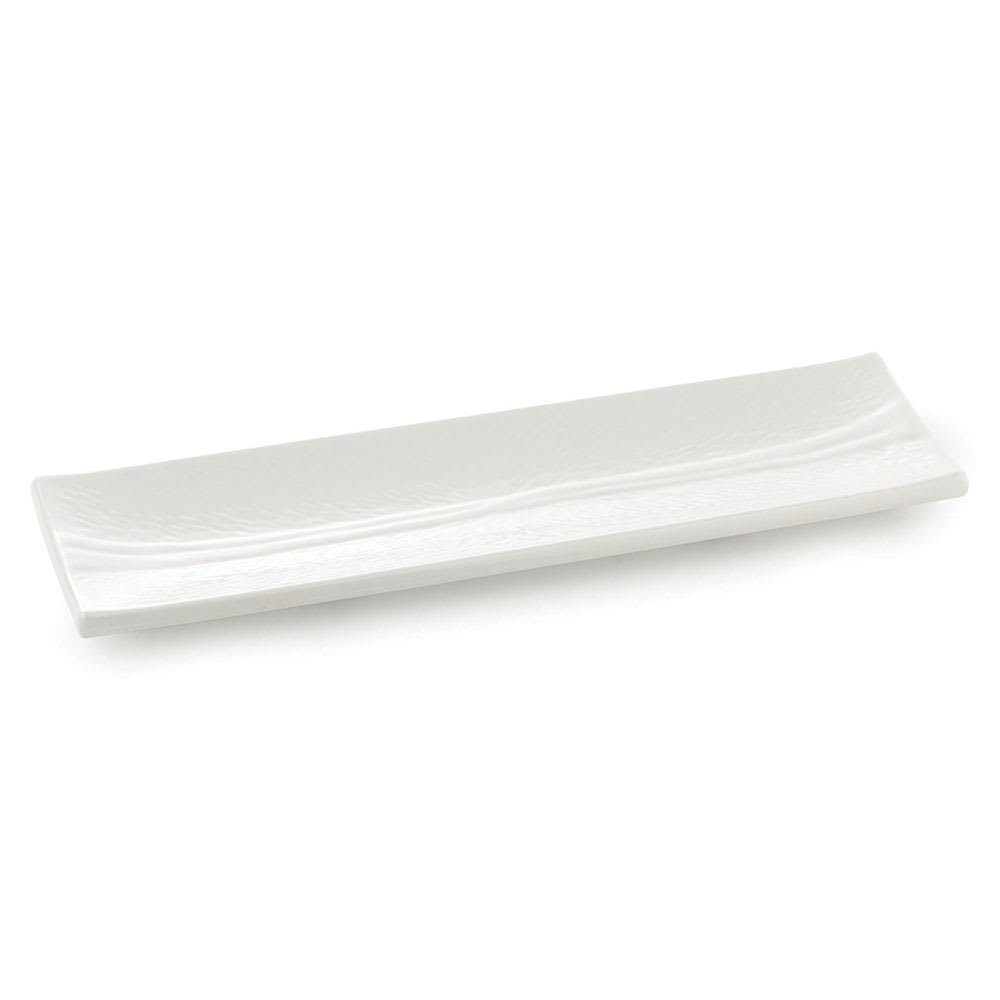 Tablecraft M186 17 3/4" x 5 1/2" Rectangular Frostone Platter -  Melamine, White