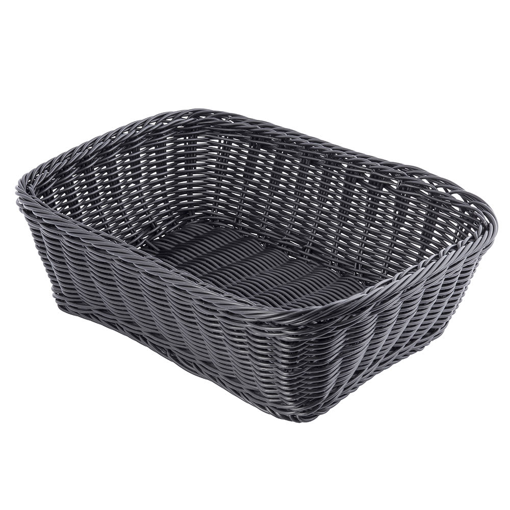 Tablecraft M2485 Rectangular Basket, 11 1/2 x 8 1/2 x 3 1/2", Black Polypropylene Cord