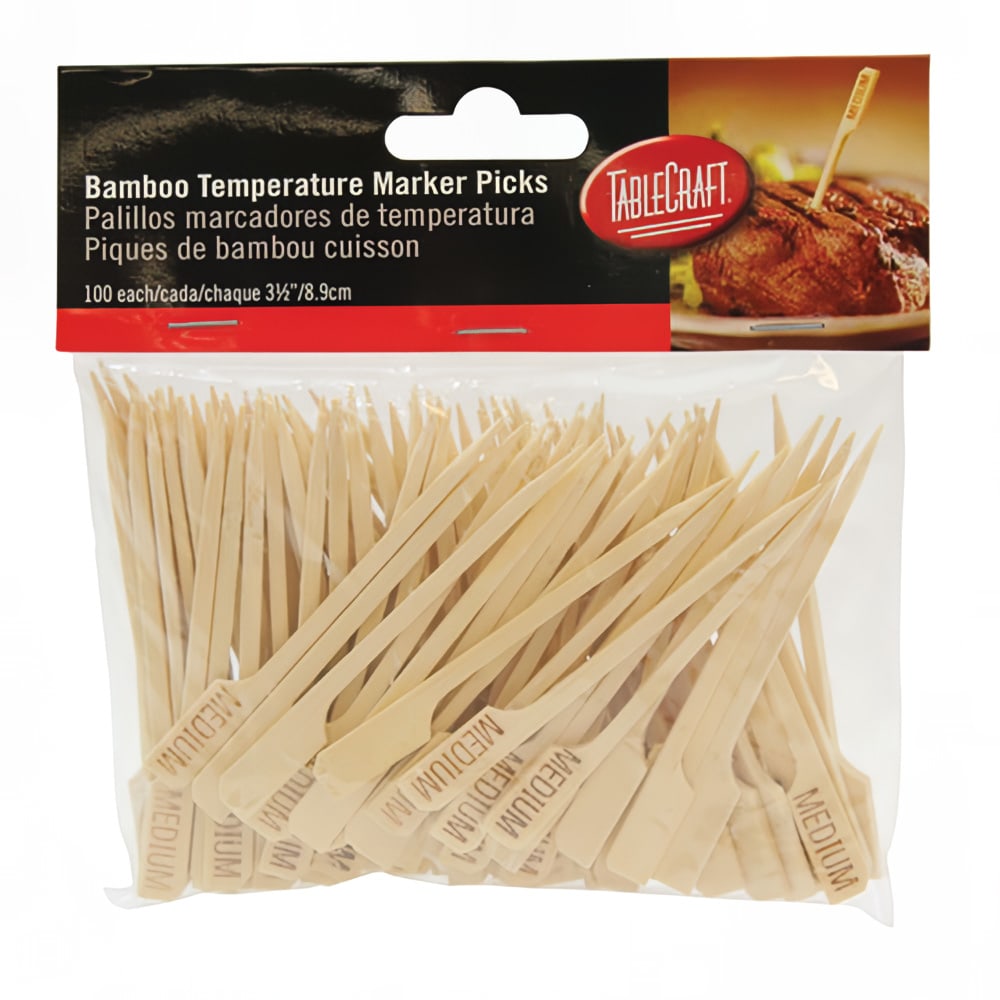 Tablecraft MEDIUM 3 1/2 in Bamboo Meat Marker Pick, Medium
