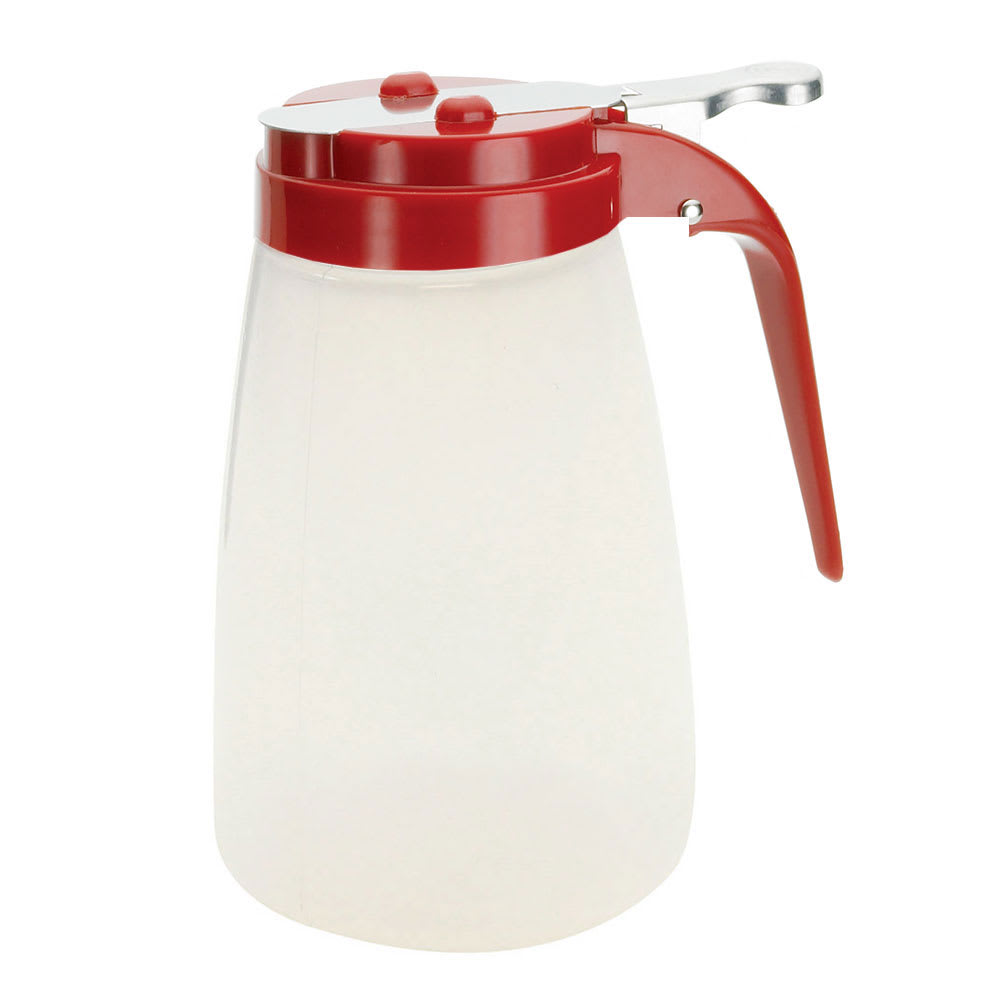 Tablecraft PP10RE 10 oz Cylindrical Dripcut Server - Polypropylene, Red ABS Top