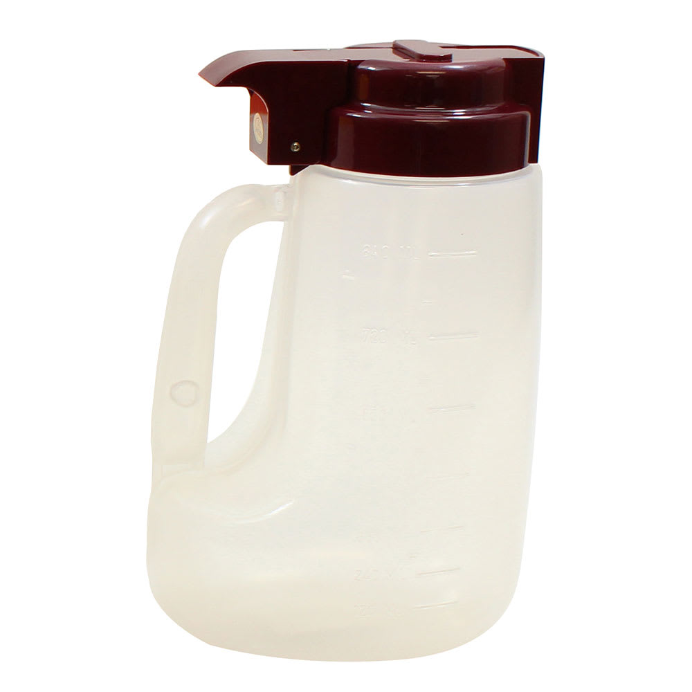 Tablecraft PP32M 32 oz Option™ Round Dripcut Server - Polypropylene, Maroon Plastic Top