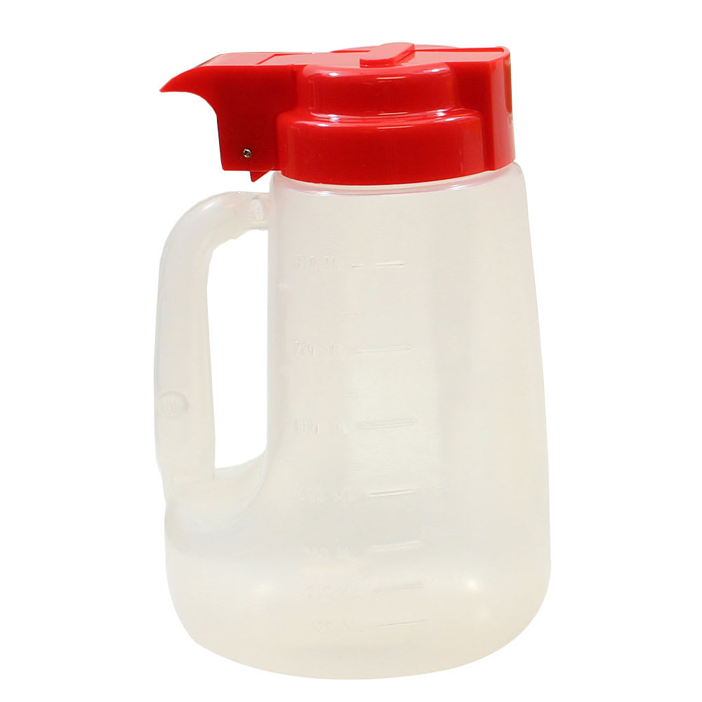 Tablecraft PP32R 32 oz Option™ Round Dripcut Server - Polypropylene, Red Plastic Top