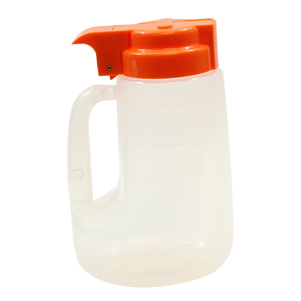 Tablecraft PP32X 32 oz Option™ Round Dripcut Server - Polypropylene, Orange Plastic Top