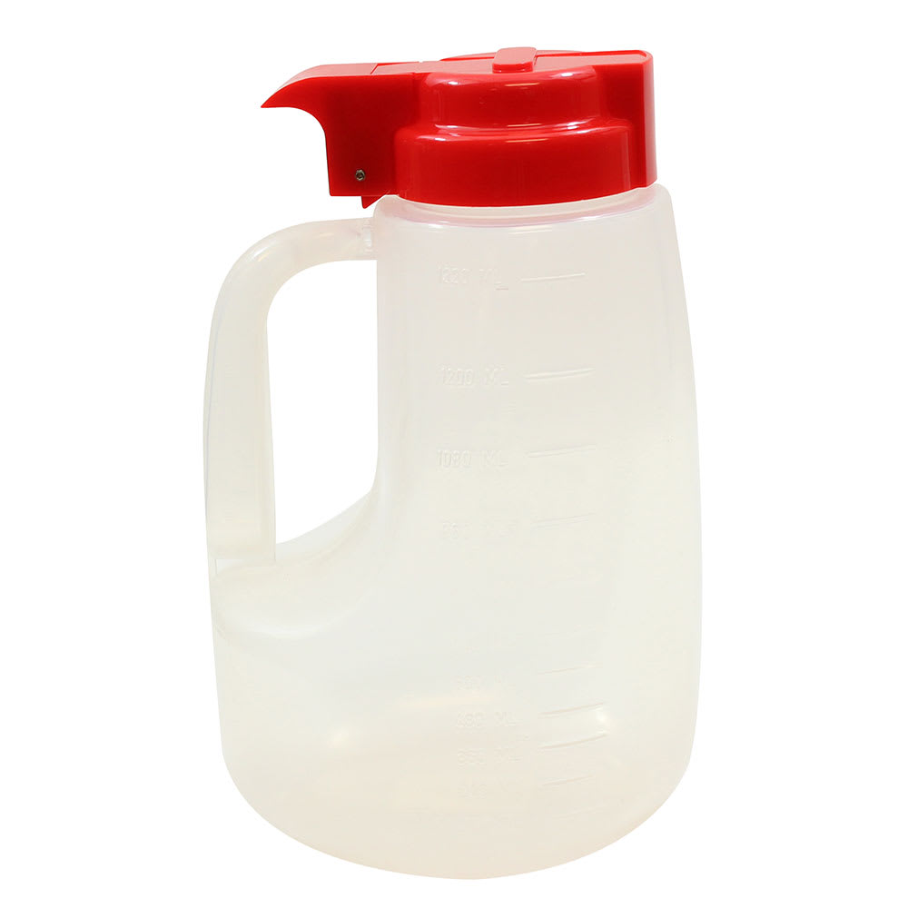 Tablecraft PP48R 48 oz Option™ Round Dripcut Server - Polypropylene, Red Plastic Top