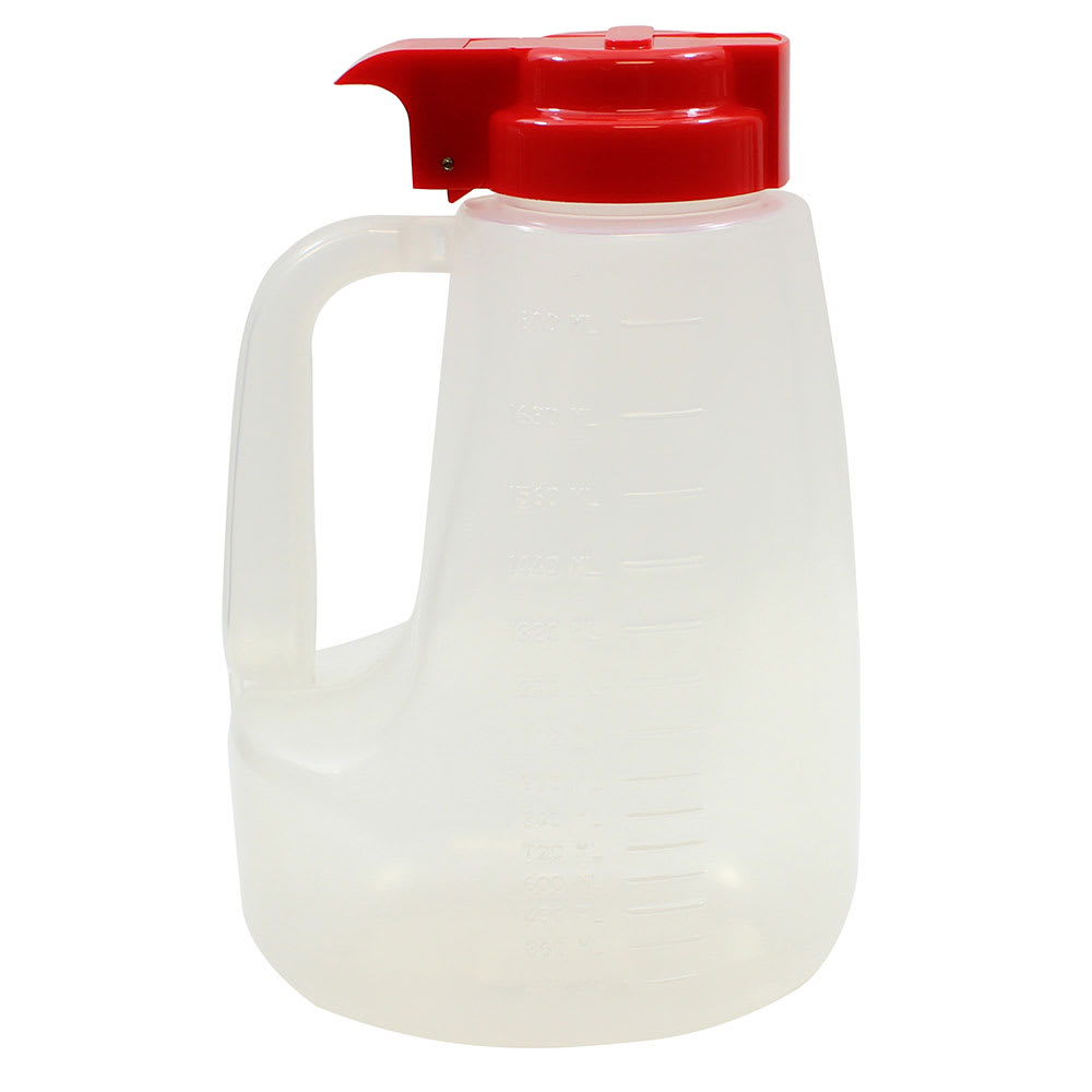 Tablecraft PP64R 64 oz Option™ Round Dripcut Server - Polypropylene, Red Plastic Top