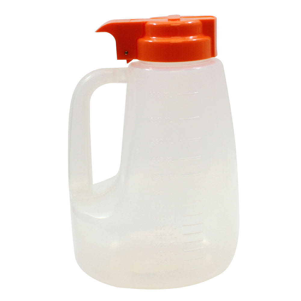 Tablecraft PP64X 64 oz Option™ Round Dripcut Server - Polypropylene, Orange Plastic Top