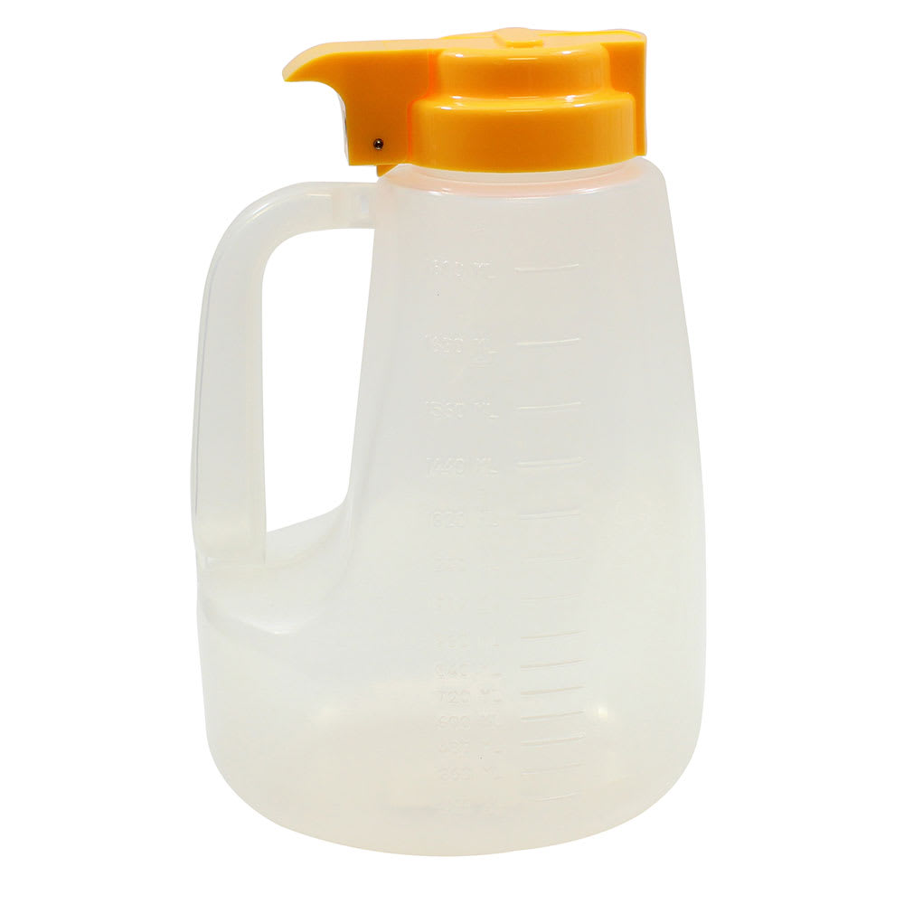 Tablecraft PP64Y 64 oz Option™ Round Dripcut Server - Polypropylene, Yellow Plastic Top