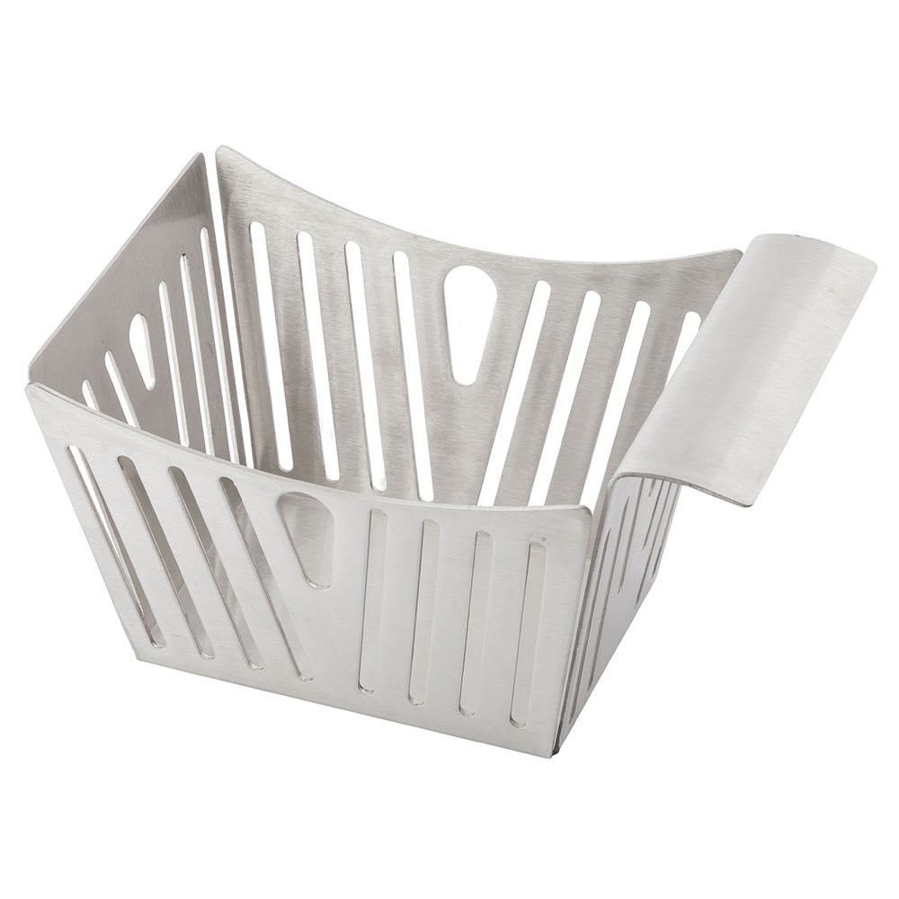 Tablecraft SPB Rectangular Serving Basket w/ Stamped Pinstripes, 5 1/2" x 3 1/4" x 3", Stainless