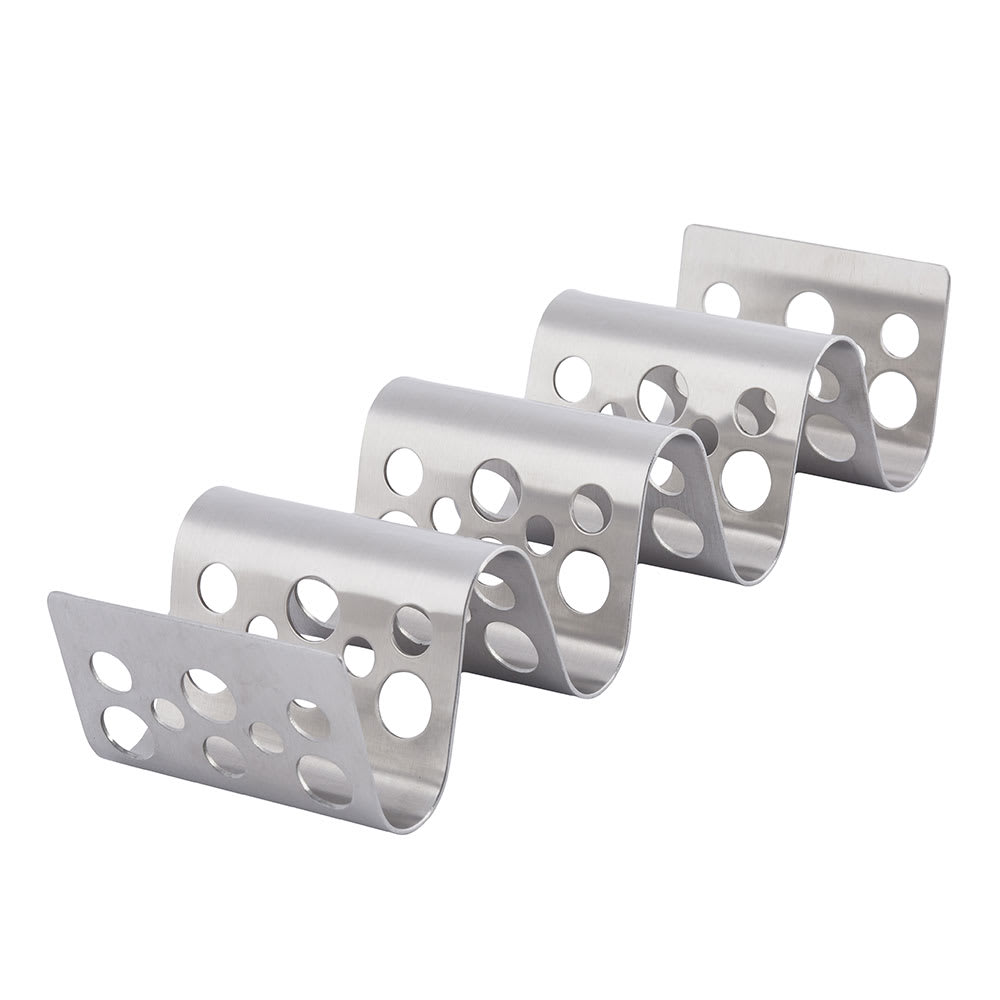 Tablecraft TRSP34 Taco Holder - Holds 3 to 4 Tacos, Solid Pattern, Stainless