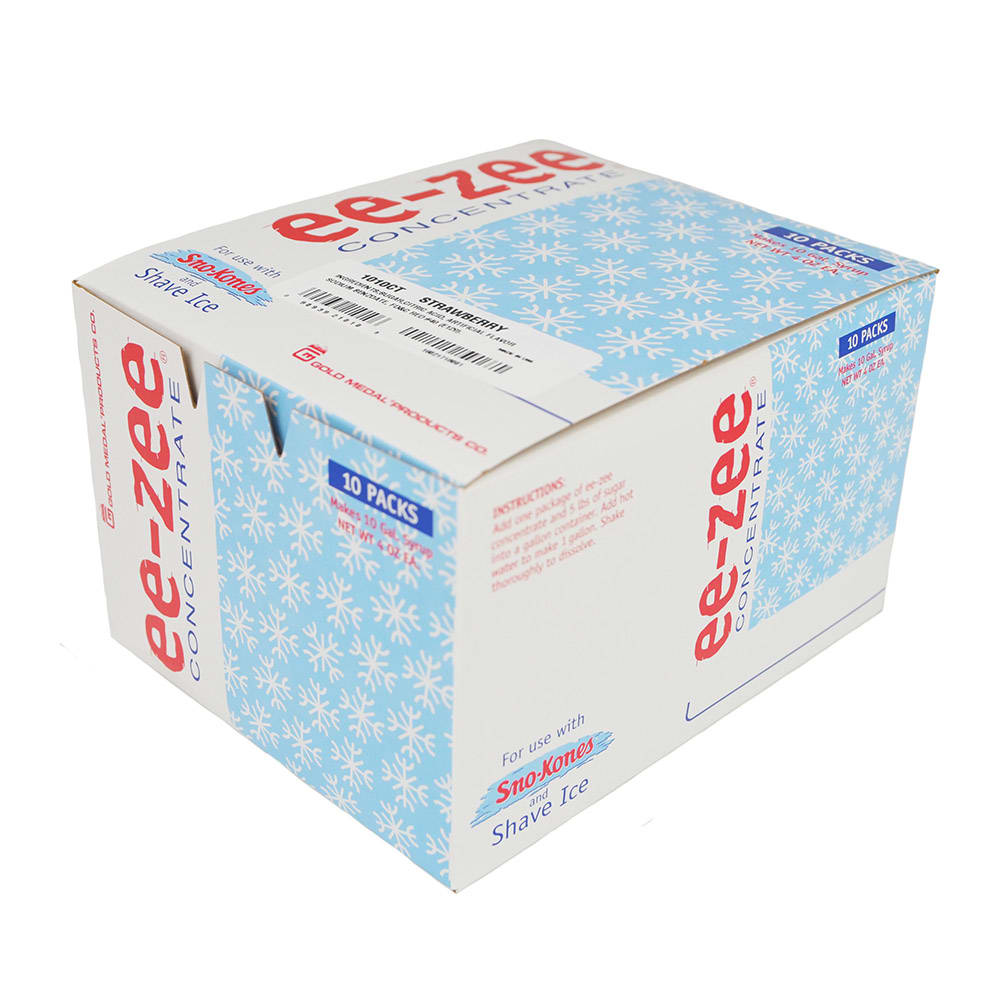 Gold Medal 1010 Strawberry Snow Cone Syrup Pre-Measured Concentrate Pouch, 10 Cartons/Case