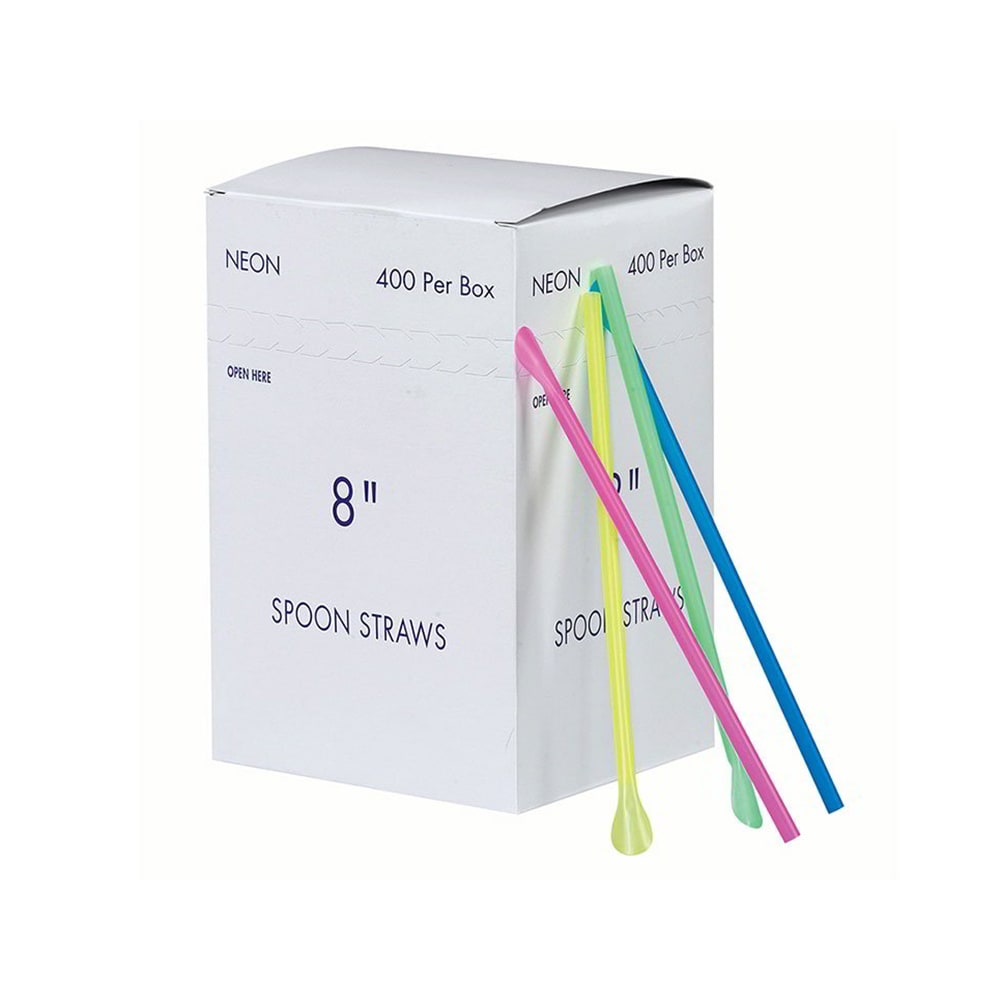 Gold Medal 1120 8" Neon Plastic Disposable Spoon Straws