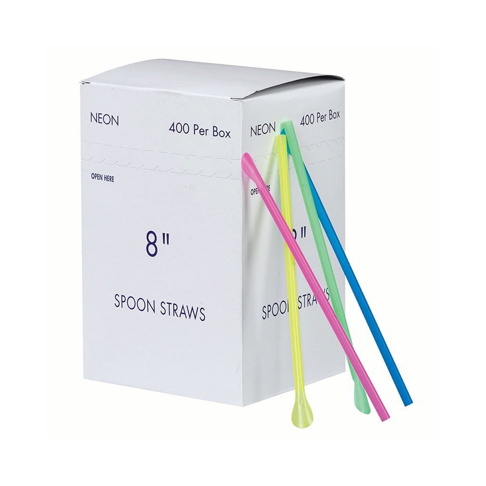 Gold Medal 1120M 8" Neon Plastic Disposable Spoon Straws