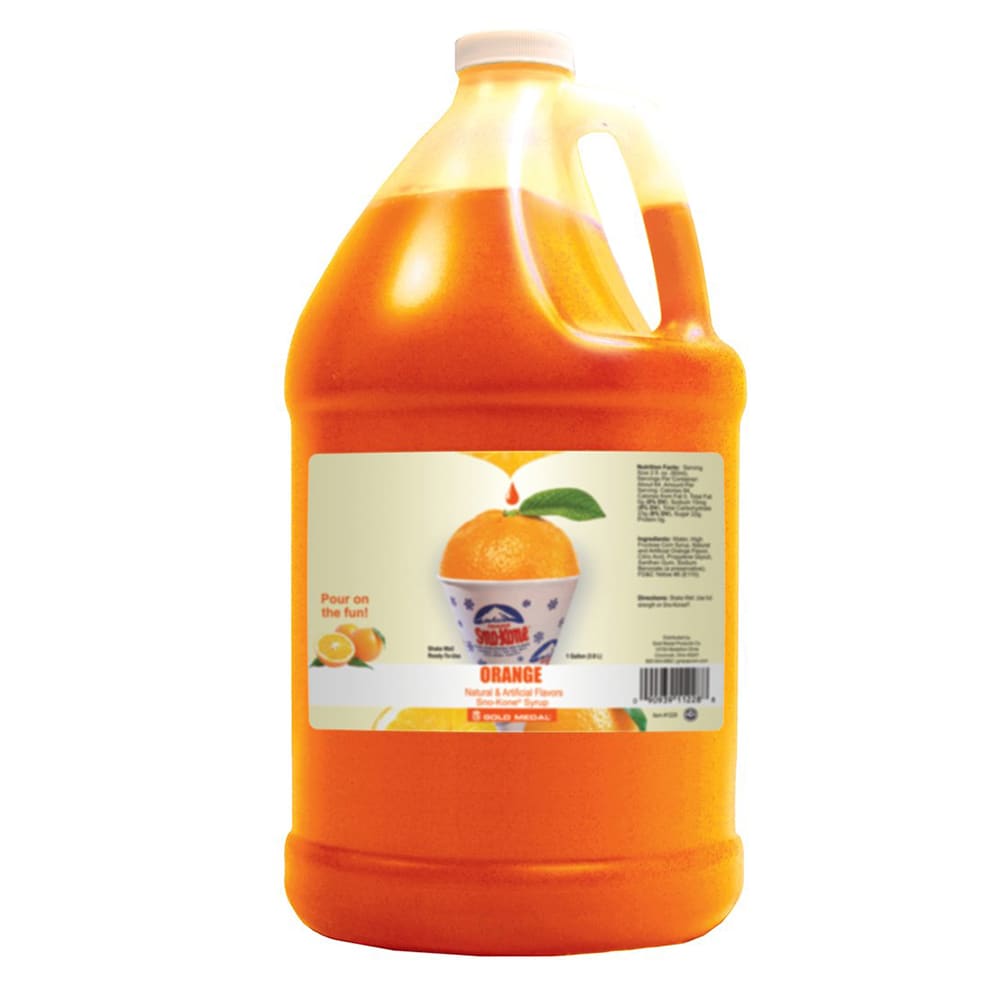 Gold Medal 1228 Orange Snow Cone Syrup, Ready-To-Use, (4) 1 gal Jugs