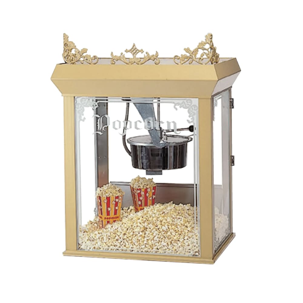 Gold Medal 2014 Gay 90's Whiz Bang Popcorn Machine, 14 oz Kettle, Gold Dome, 120v