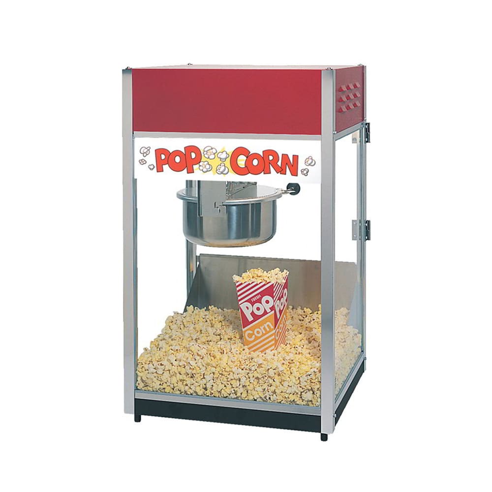 Gold Medal 2085 Unimaxx-60 Popcorn Machine w/ 6 oz Spun Stainless Kettle & Red Dome, 120v