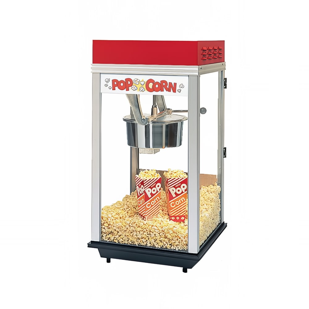 Gold Medal 2214ST Red Top-12 Popcorn Machine w/ 14 oz Kettle & Stainless Dome, 120v