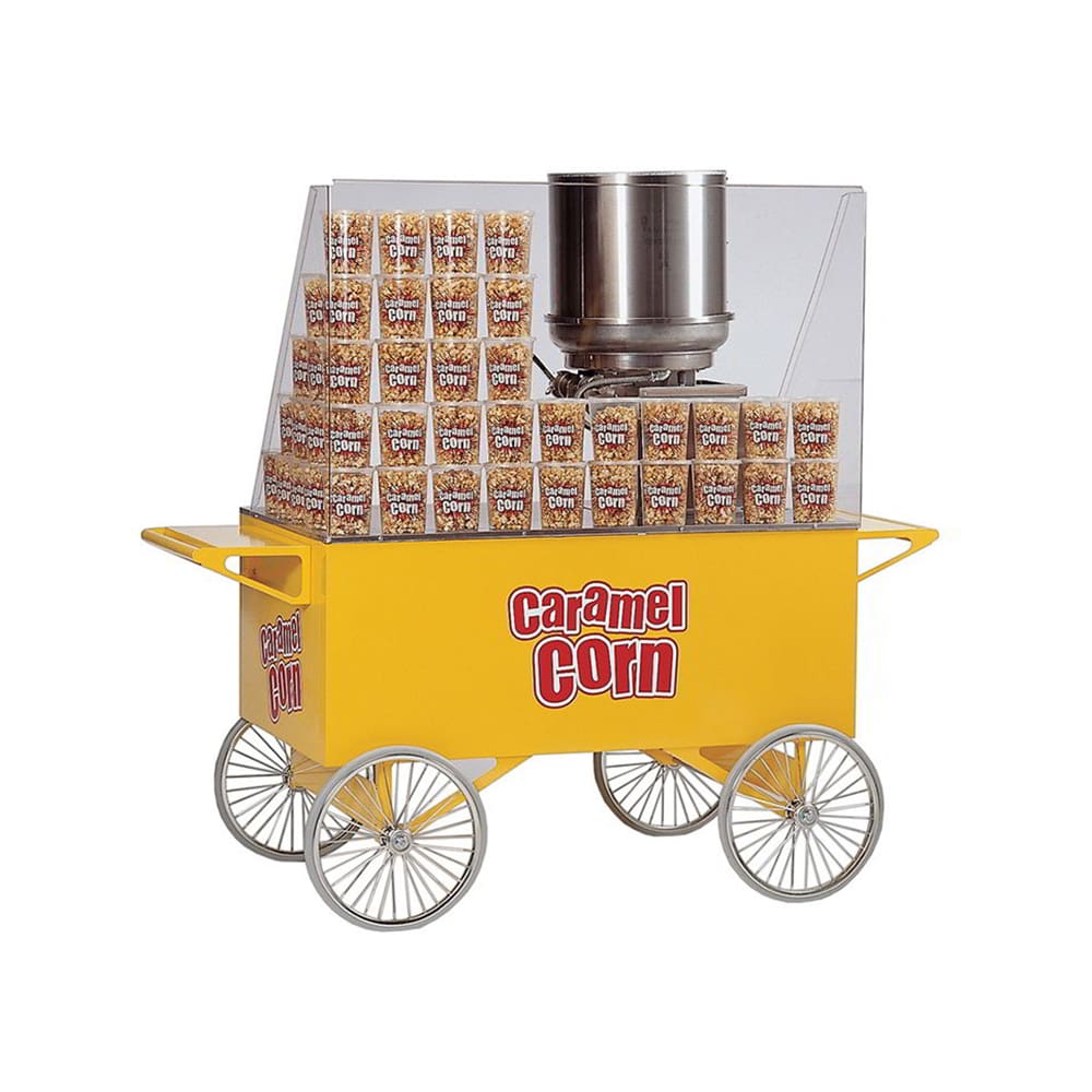 Gold Medal 2276 Lobby Master Caramel Corn Wagon w/ 4 Spoke Wheels, Yellow