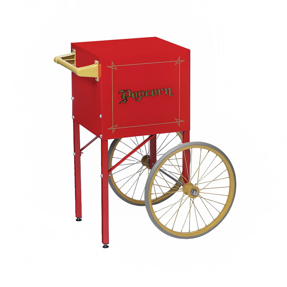 Gold Medal 2649CR Fun Pop Cart for 4 oz Popper w/ Storage Compartment & 2 Spoke Wheels, Red