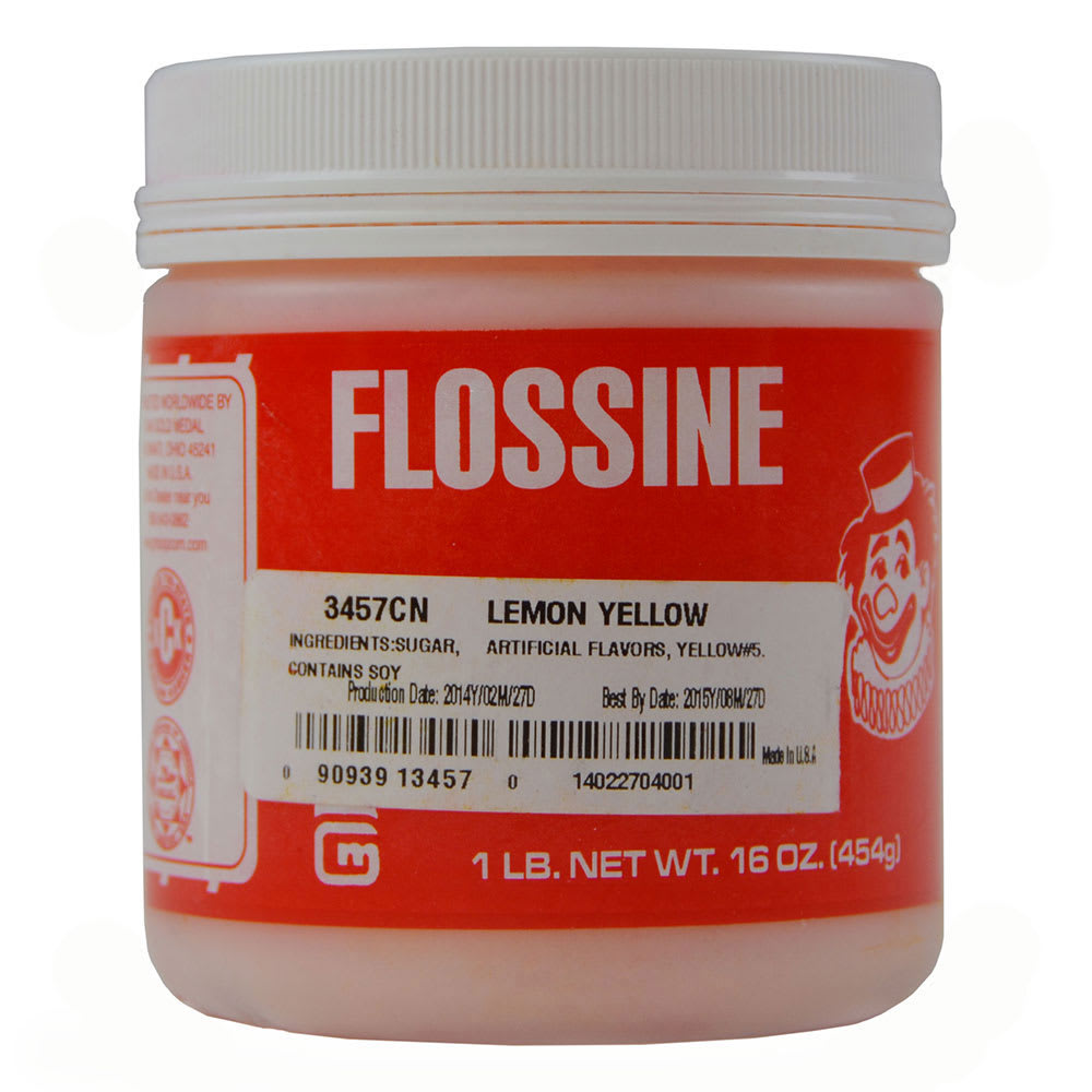 Gold Medal 3457CN 1 lb Jar Sizzlin' Lemon (Lemon Yellow) Flossine®