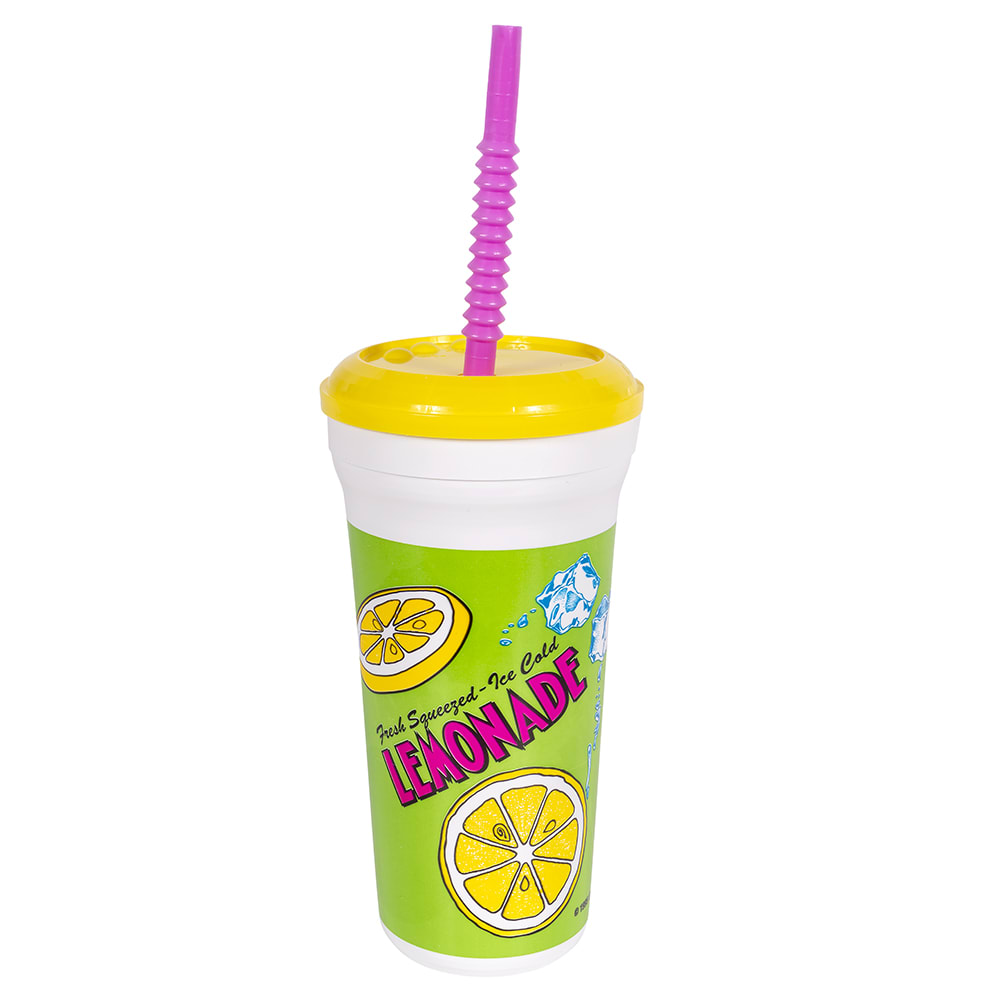 Gold Medal 5306 32 oz Lemonade Original Disposable Cups w/ Lids & Straws, 200/Case
