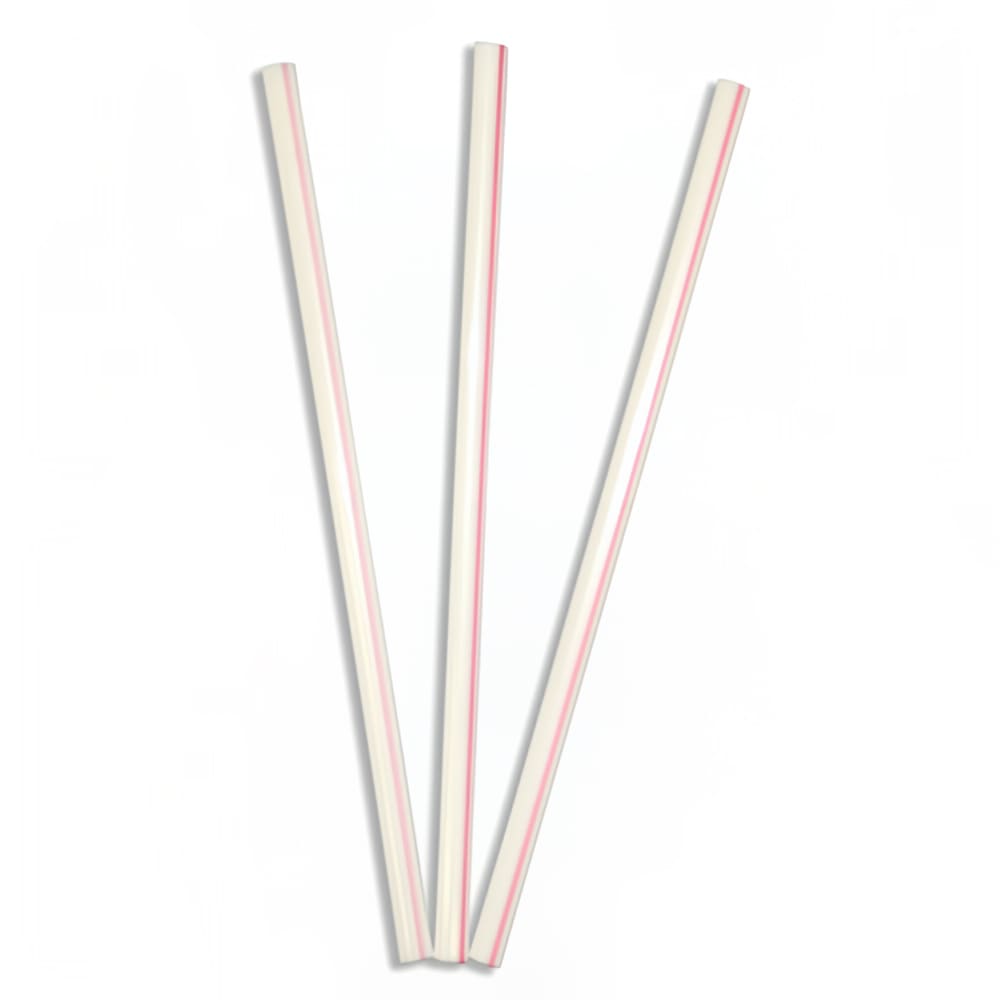 AmerCareRoyal 5" Unwrapped Sip Straws - Plastic, White/Red Striped (S1525)