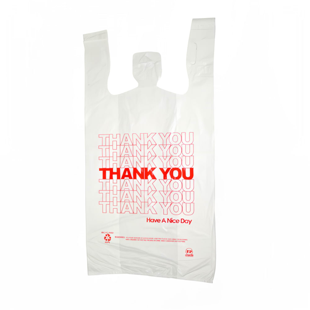 AmerCareRoyal "Thank You" T-Shirt Bag - 11 1/2"L x 6 1/2"W, HDPE, White (RPTYB6)
