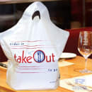 AmerCareRoyal Printed Poly Take Out Bag w/ Handles - 19" x 19" x 9 1/2", White (RPWB1919) thumbnail 3