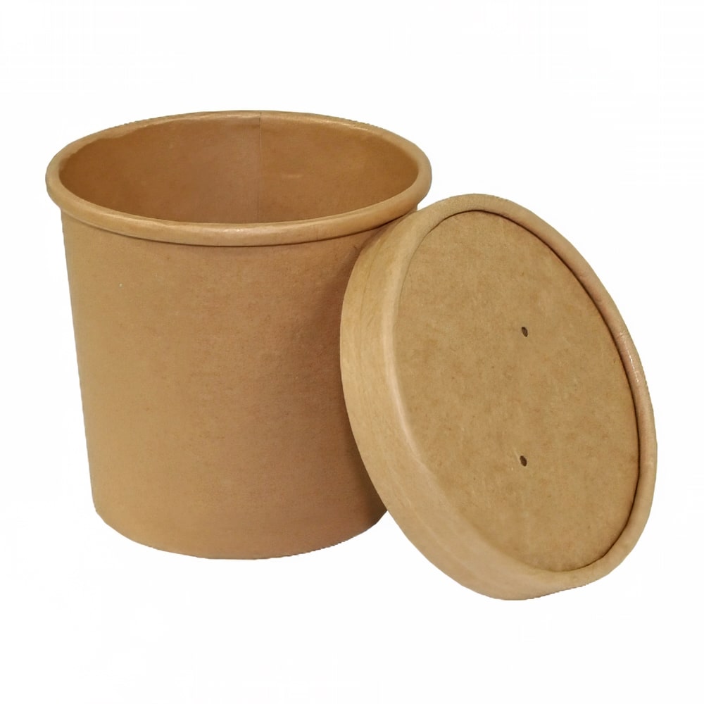 AmerCareRoyal 12 oz Food Container w/ Lid - Kraft Paper, Brown (PFC12NCOM)