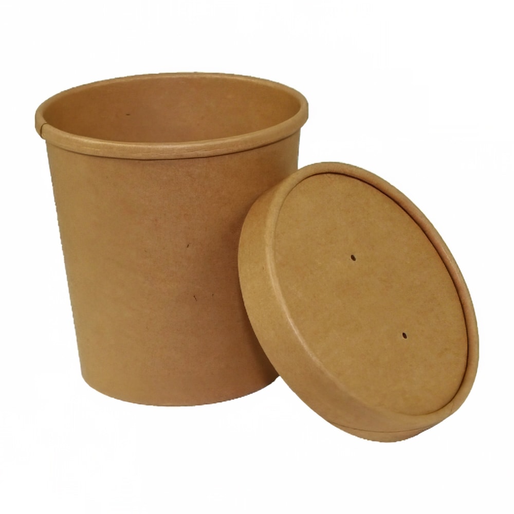 AmerCareRoyal 16 oz Food Container w/ Lid - Kraft Paper, Brown (PFC16NCOM)