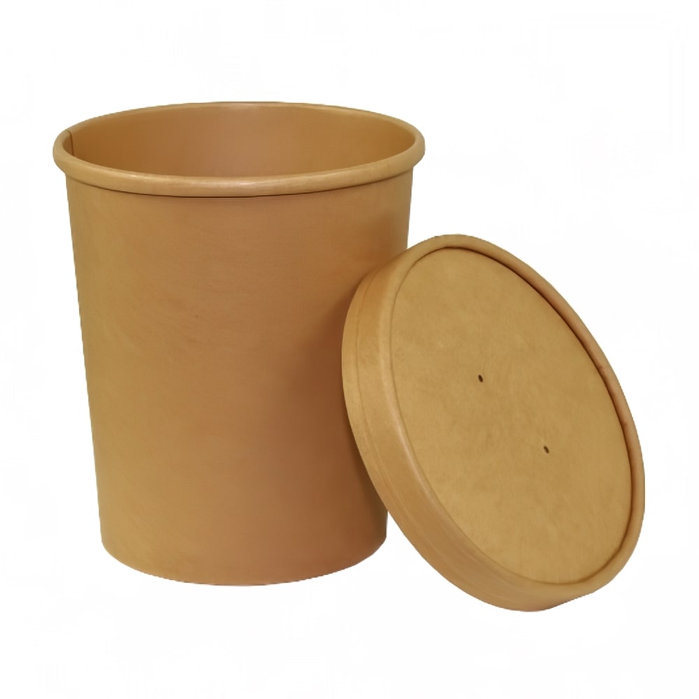 AmerCareRoyal 32 oz Food Container w/ Lid - Kraft Paper, Brown (PFC32NCOM)