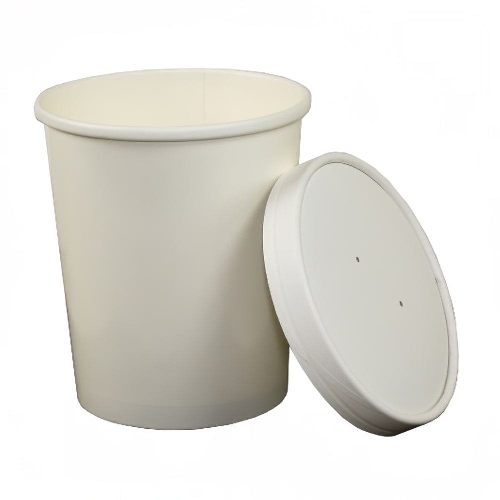 AmerCareRoyal 32 oz Food Container w/ Lid - Paper, White (PFC32WCOM)
