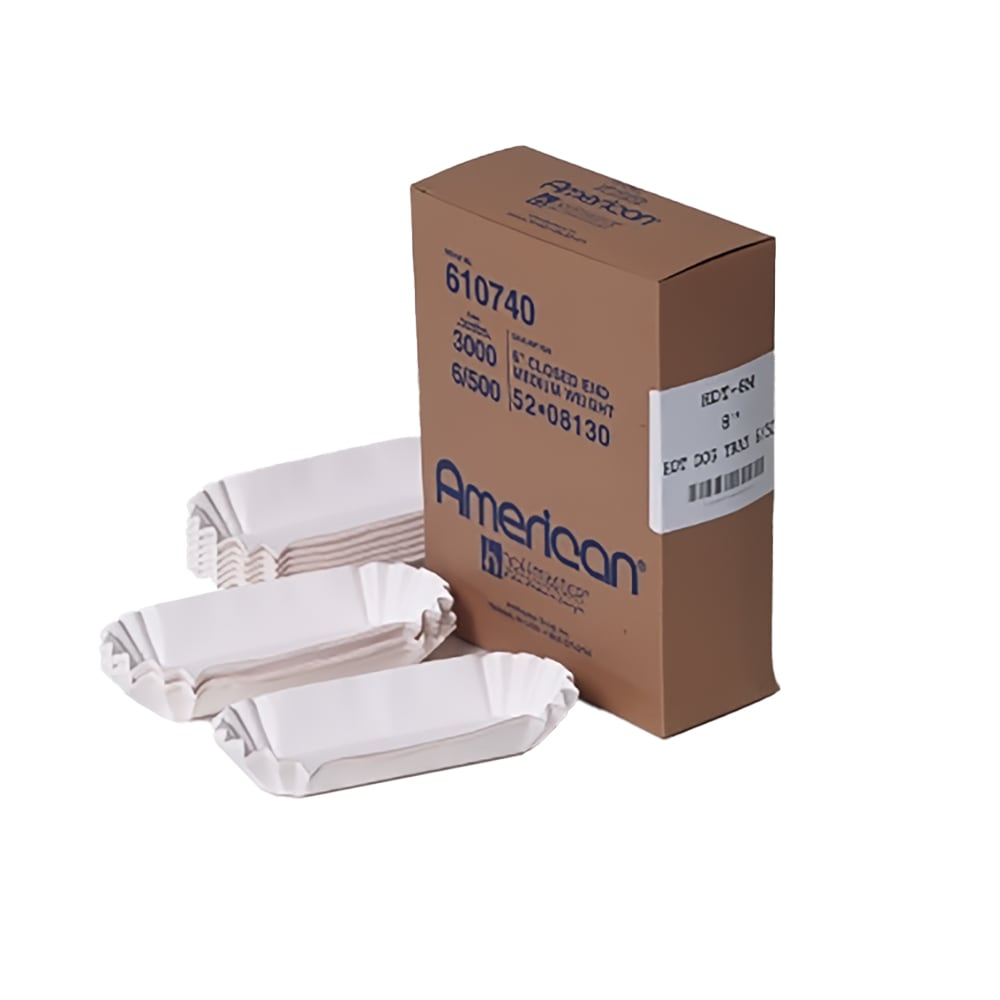 Handy Wacks 8" Hot Dog Tray - Paper, White (HDT-8M)