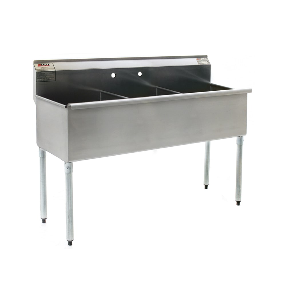 Eagle Group 1836-3-16/4 37 3/8" 3 Compartment Sink w/ 12"L x 18"W Bowl, 13 3/8" Deep