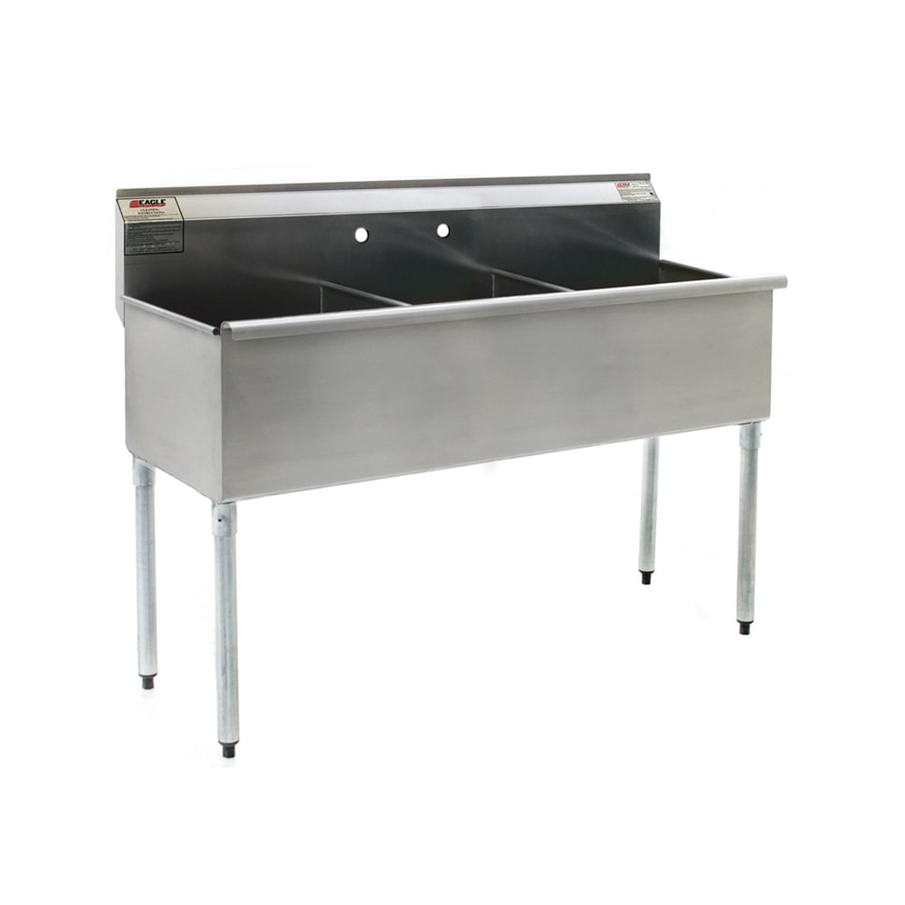 Eagle Group 2154-3-16/4 55 3/8" 3 Compartment Sink w/ 18"L x 21"W Bowl, 13 3/8" Deep