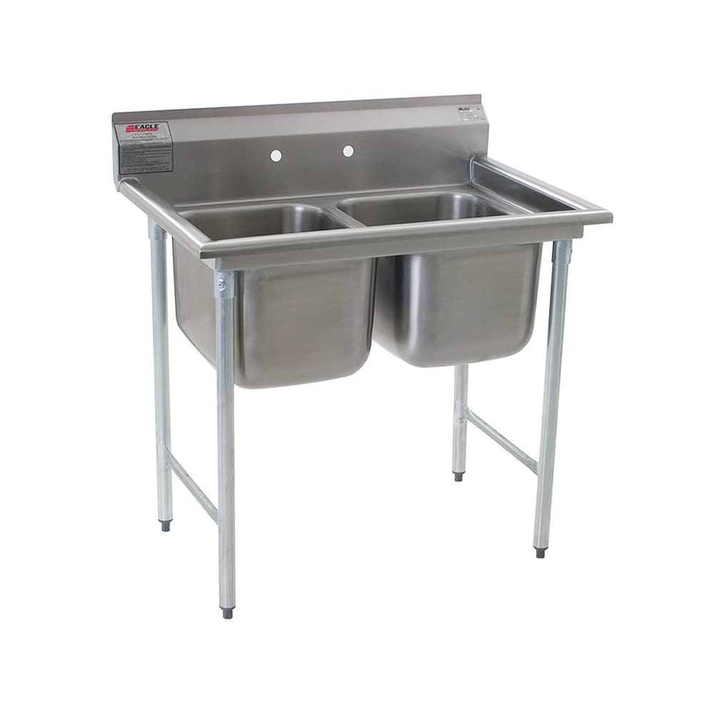 Eagle Group 314-16-2 41" 2 Compartment Sink w/ 16"L x 20"W Bowl, 13 1/2" Deep