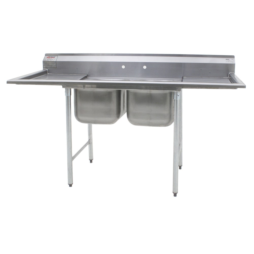 Eagle Group 314-16-2-18 72 1/4" 2 Compartment Sink w/ 16"L x 20"W Bowl, 13 1/2" Deep
