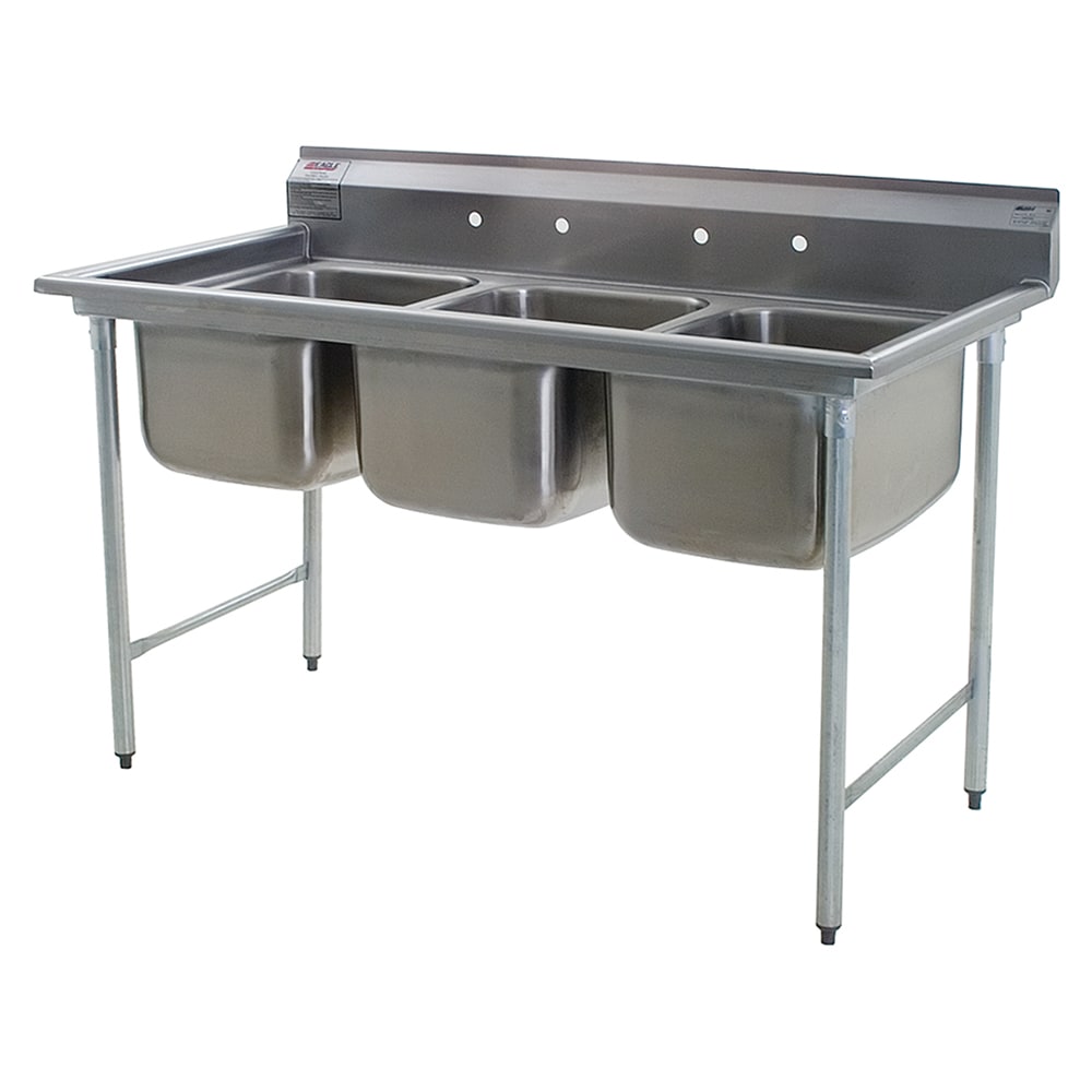 Eagle Group 414-16-3 58 3/4" 3 Compartment Sink w/ 16"L x 20"W Bowl, 13 1/2" Deep